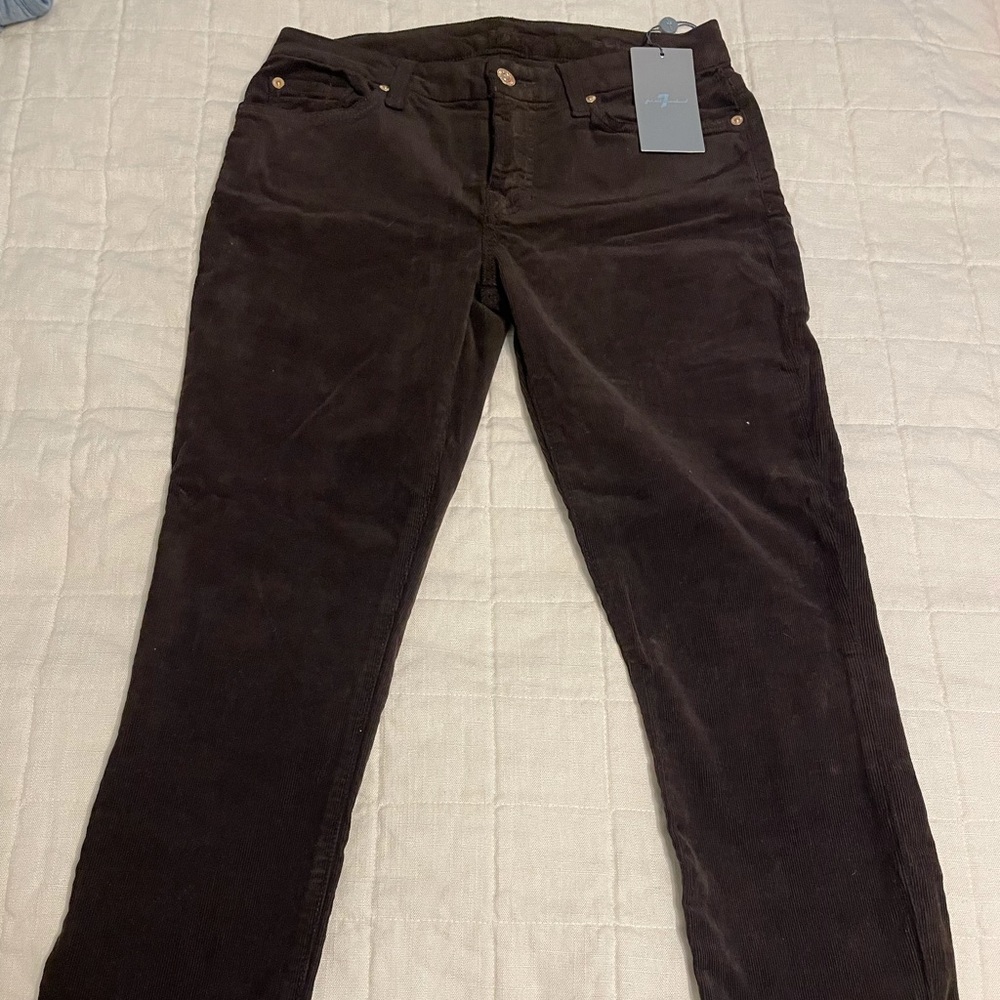 Brown corduroy straight leg pants